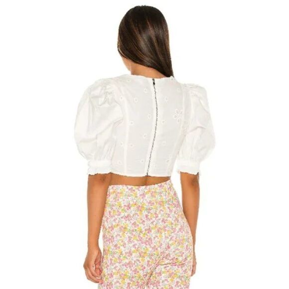 For Love and Lemons White Eyelet Lace Serena Crop Top - Picture 5 of 15